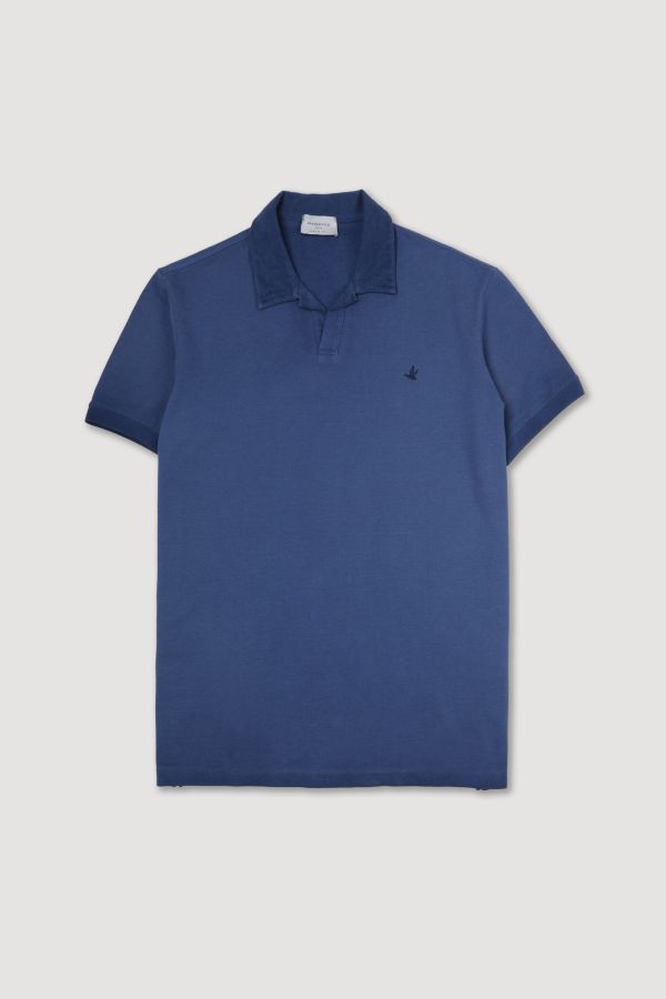 Open collar polo shirt