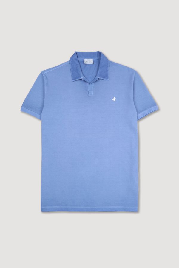 Open collar polo shirt