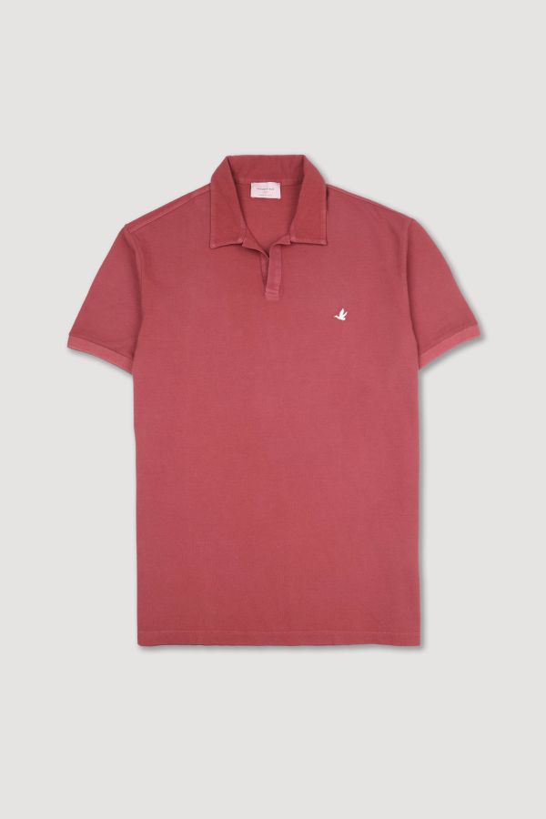 Open collar polo shirt