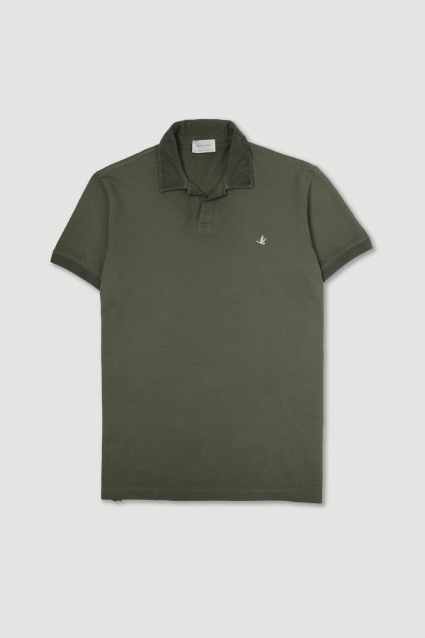 Open collar polo shirt