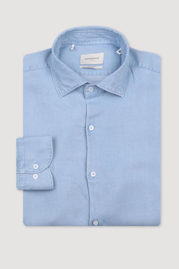 Spread collar shirt, slim fit