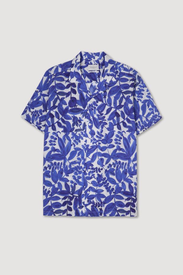 Printed camp collar shirt