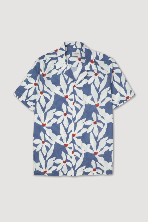 Printed camp collar shirt
