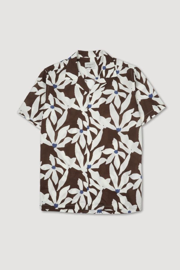 Printed camp collar shirt