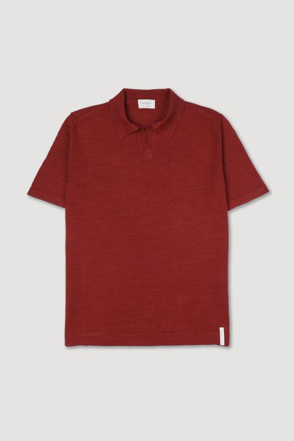 Knitted open collar polo shirt