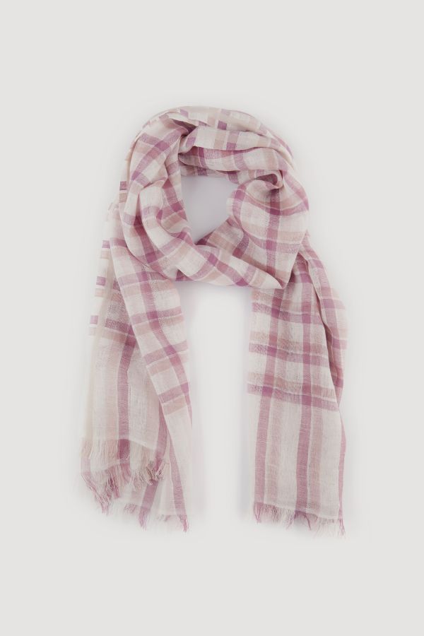 Fringed checked scarf