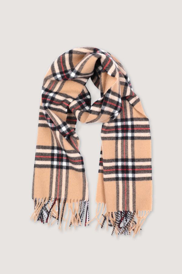 Fringed checked scarf