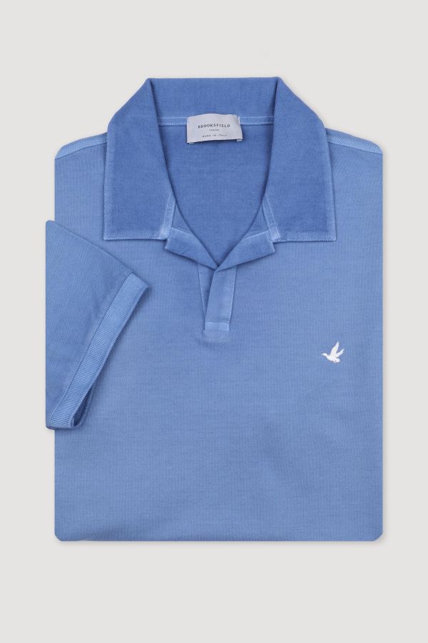 Open collar polo shirt