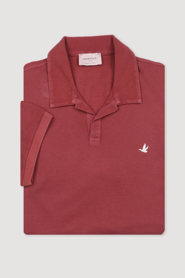 Open collar polo shirt