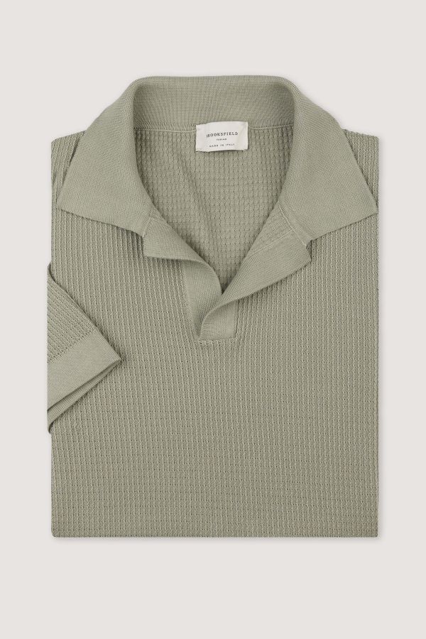 Knitted open collar polo shirt