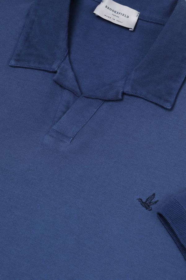 Open collar polo shirt