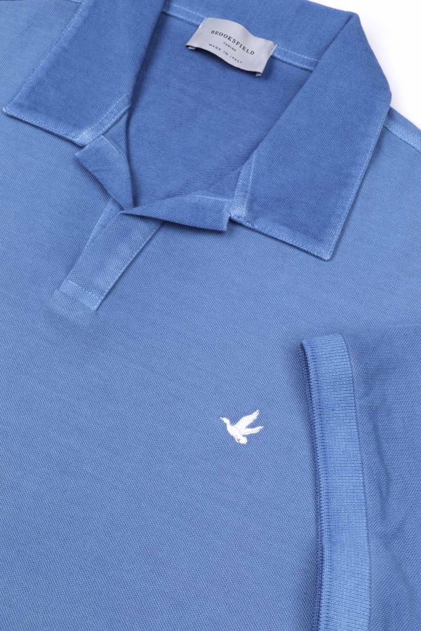 Open collar polo shirt