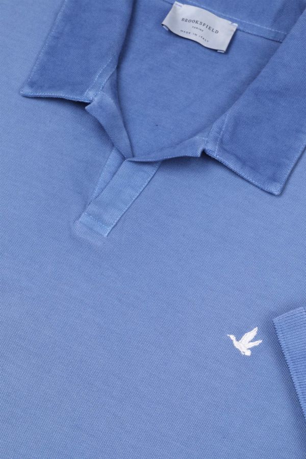 Open collar polo shirt