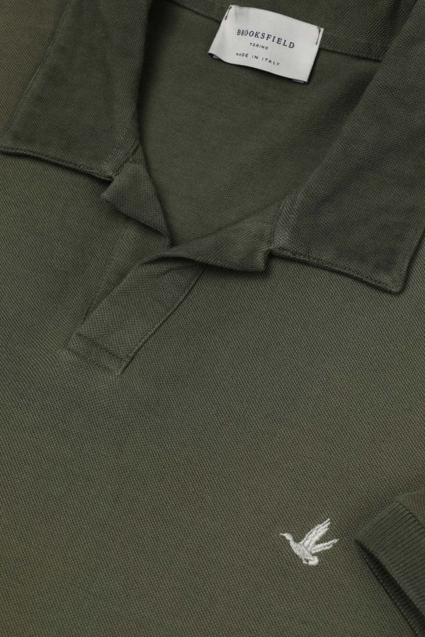 Open collar polo shirt
