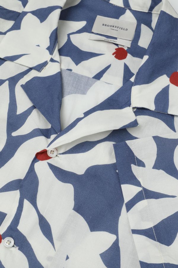 Printed camp collar shirt