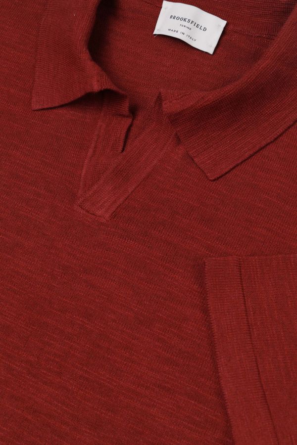 Knitted open collar polo shirt